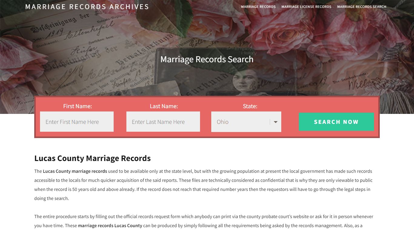Lucas County Marriage Records | Enter Name and Search | 14 ...